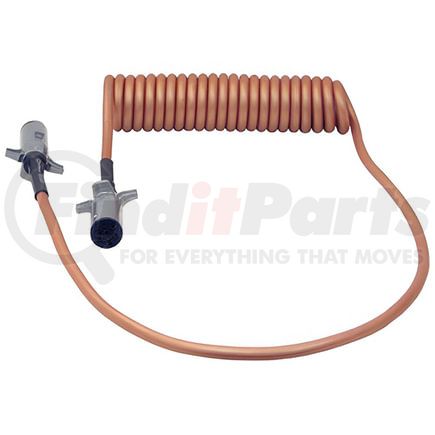 37191 by TECTRAN - Trailer Power Cable - 15 ft., 7-Way, Powercoil, Medium Duty, Bronze, with Spring Guards