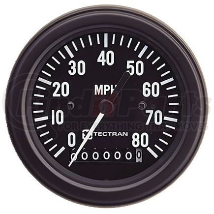 95-0402 by TECTRAN - Speedometer Gauge - Black, 5 in. dia., 0-80 mph, Mechanical, White Pointer