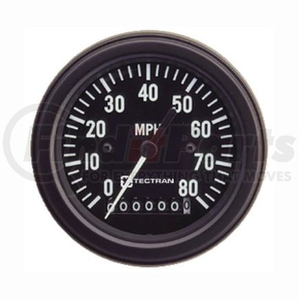 95-0519 by TECTRAN - Speedometer Gauge - Black, 3-3/8 in. dia., 0-80 mph, Programmable, White Pointer