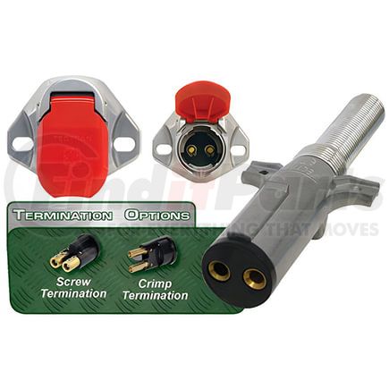 38036 by TECTRAN - Trailer Wiring Plug - Dual Pole, Horizontal, Heavy Duty, Crimp Termination