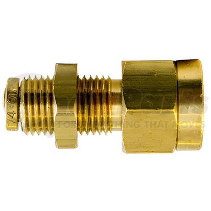 87117 by TECTRAN - Bulkhead Union Fitting - 3/8 in. Tube, 1/4 in. Thread, Brass, Push-Lock