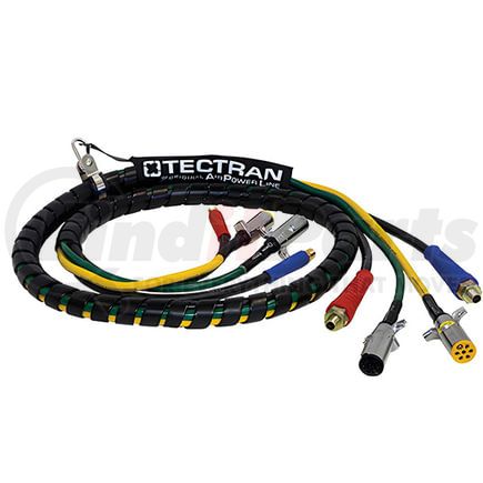 22031 by TECTRAN - Air Brake Hose and Power Cable Assembly - 12 ft., 4-in-1 Auxiliary, Black Hose