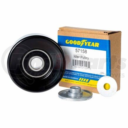 57158 by GOODYEAR BELTS - Accessory Drive Belt Idler Pulley - FEAD Pulley, 3.56 in. Outside Diameter, Steel