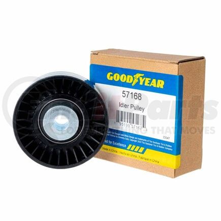 57168 by GOODYEAR BELTS - Accessory Drive Belt Idler Pulley - FEAD Pulley, 3.14 in. Outside Diameter, Thermoplastic