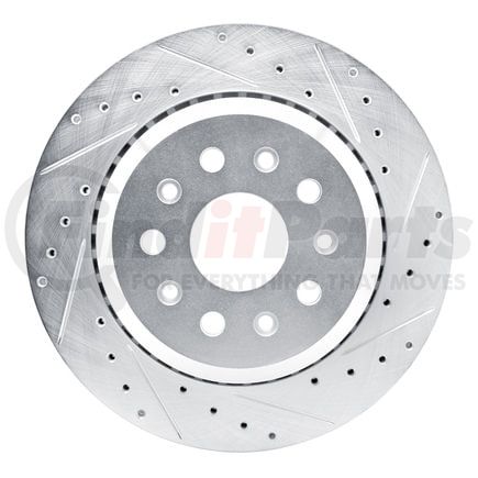 631-42043R by DYNAMIC FRICTION COMPANY - Brake Rotor - Drilled and Slotted - Silver