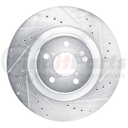 631-58037R by DYNAMIC FRICTION COMPANY - Brake Rotor - Drilled and Slotted - Silver