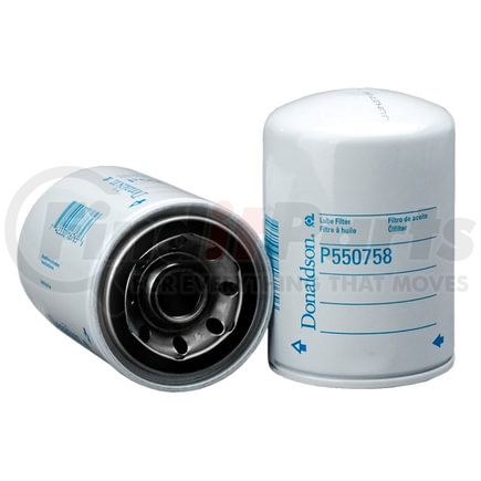 P550758 by DONALDSON - Engine Oil Filter - 5.35 in., Full-Flow Type, Spin-On Style, Cellulose Media Type, with Bypass Valve