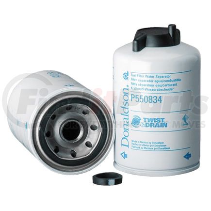 P550834 by DONALDSON - Fuel Water Separator Filter - 4.98 in., Water Separator Type, Spin-On Style, Composite Media Type