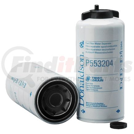 P553204 by DONALDSON - Fuel Filter - 8.63" Water Separator Type, Spin-On Style, Cellulose, Silicone Media Type