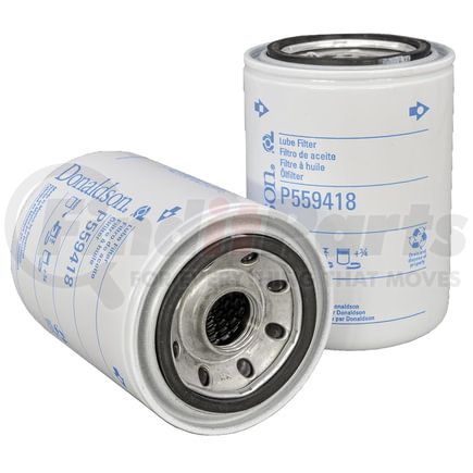 P559418 by DONALDSON - Engine Oil Filter - 5.47 in., Full-Flow Type, Spin-On Style, Cellulose Media Type, with Bypass Valve