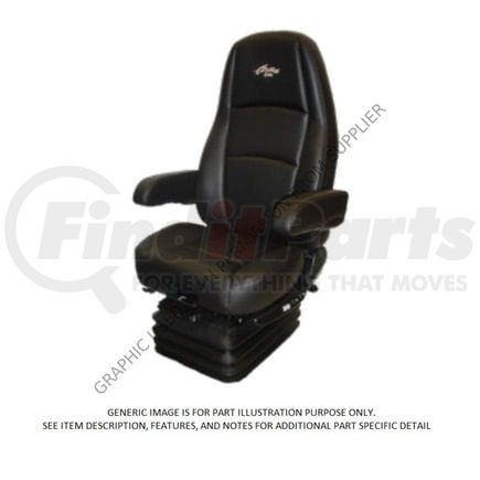 DMS 2D311P6BSNSN by FREIGHTLINER - Seat Assembly - Skirt, Black/Gray, Ultra Leather, 2 Arms