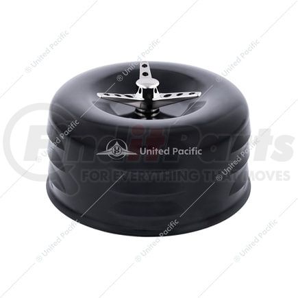 111162 by UNITED PACIFIC - 4" Round Louvered Air Cleaner Cover for 2-5/8" Neck Carburetors, Black, with 3-Wing Screw