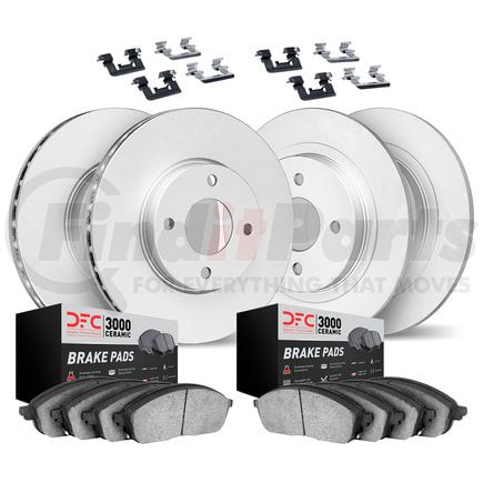 4314-03049 by DYNAMIC FRICTION COMPANY - GEOSPEC Coated Rotors with 3000 Ceramic Brake Pads and Hardware Kit