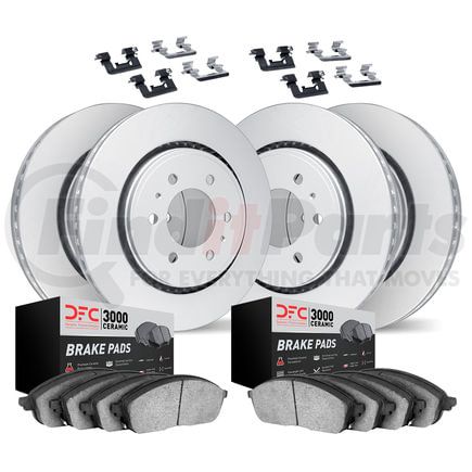 4314-54035 by DYNAMIC FRICTION COMPANY - GEOSPEC Coated Rotors with 3000 Ceramic Brake Pads and Hardware Kit