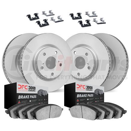 4314-54056 by DYNAMIC FRICTION COMPANY - GEOSPEC Coated Rotors with 3000 Ceramic Brake Pads and Hardware Kit