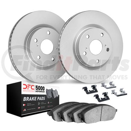 Dynamic Friction Company 4512-21086 Disc Brake Kit GEOSPEC Coated Rotors with 5000 Brake Pads - Ceramic and Hardware