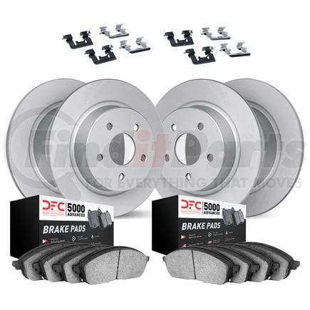 4514-31011 by DYNAMIC FRICTION COMPANY - GEOSPEC Coated Rotors with 5000 Brake Pads - Low Metallic and Hardware Kit