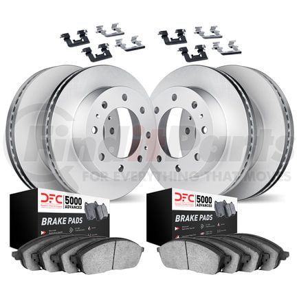 4514-54048 by DYNAMIC FRICTION COMPANY - GEOSPEC Coated Rotors w/5000 Brake Pads - Semi Metallic & HW Kit
