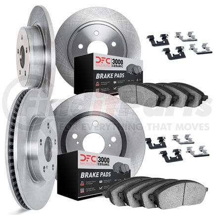 6314-03054 by DYNAMIC FRICTION COMPANY - Brake Rotor w/3000 Ceramic Brake Pads & HW Kit