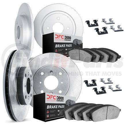 6314-03060 by DYNAMIC FRICTION COMPANY - Brake Rotor with 3000 Ceramic Brake Pads and Hardware Kit