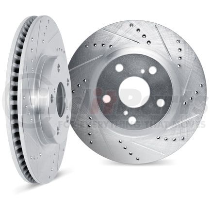 7002-54164 by DYNAMIC FRICTION COMPANY - Brake Rotors - Drilled & Slotted - Silver