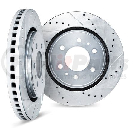 7002-54169 by DYNAMIC FRICTION COMPANY - Brake Rotors - Drilled & Slotted - Silver