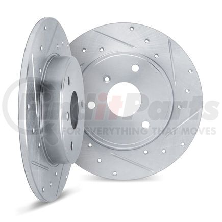 7002-63079 by DYNAMIC FRICTION COMPANY - Brake Rotors - Drilled & Slotted - Silver