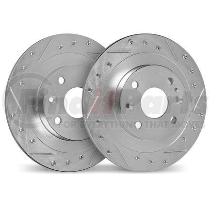 7002-64000 by DYNAMIC FRICTION COMPANY - Brake Rotors - Drilled & Slotted - Silver