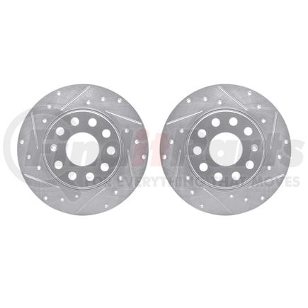 7002-74039 by DYNAMIC FRICTION COMPANY - Brake Rotors - Drilled & Slotted - Silver