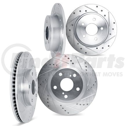 7004-01010 by DYNAMIC FRICTION COMPANY - Brake Rotors - Drilled & Slotted - Silver