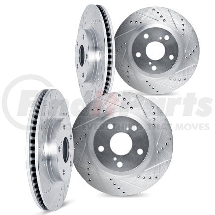 7004-02001 by DYNAMIC FRICTION COMPANY - Brake Rotors - Drilled & Slotted - Silver