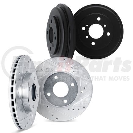 7004-03002 by DYNAMIC FRICTION COMPANY - Brake Rotors and Drums - Drilled & Slotted - Silver