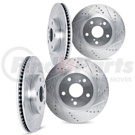 7004-11020 by DYNAMIC FRICTION COMPANY - Brake Rotors - Drilled & Slotted - Silver