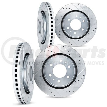 7004-37000 by DYNAMIC FRICTION COMPANY - Brake Rotors - Drilled & Slotted - Silver