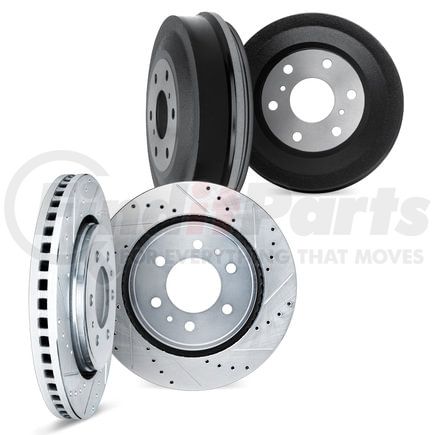 7004-48053 by DYNAMIC FRICTION COMPANY - Brake Rotors and Drums - Drilled & Slotted - Silver