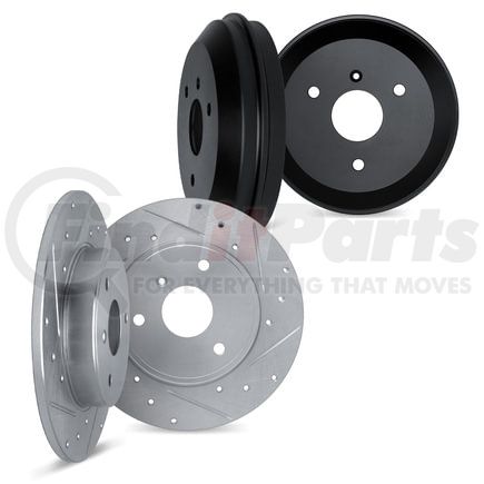 7004-63124 by DYNAMIC FRICTION COMPANY - Brake Rotors and Drums - Drilled & Slotted - Silver