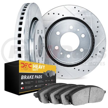 7202-44002 by DYNAMIC FRICTION COMPANY - Brake Rotor - Drilled & Slotted - Silver- HD Brake Pad