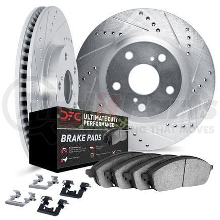 7412-42044 by DYNAMIC FRICTION COMPANY - Brake Rotor - Drilled & Slotted - Silver- HD Brake Pad - Hardware