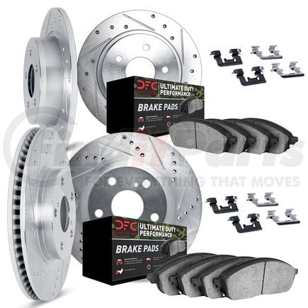 7414-42001 by DYNAMIC FRICTION COMPANY - Brake Rotor - Drilled & Slotted - Silver- HD Brake Pad - Hardware