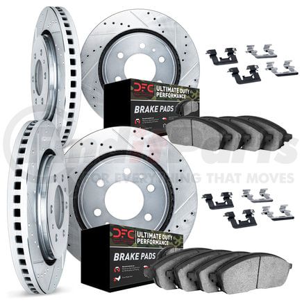 7414-48006 by DYNAMIC FRICTION COMPANY - Brake Rotor - Drilled & Slotted - Silver- HD Brake Pad - Hardware