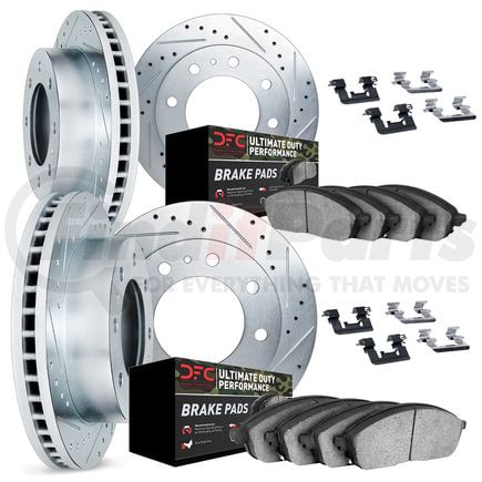 7414-54051 by DYNAMIC FRICTION COMPANY - Brake Rotor - Drilled & Slotted - Silver- HD Brake Pad - Hardware