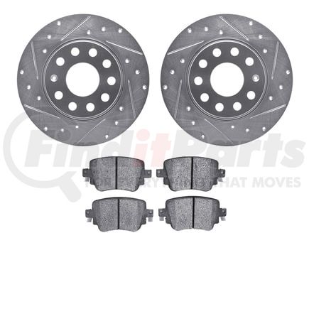 7502-74061 by DYNAMIC FRICTION COMPANY - Rotors-Drilled and Slotted-Silver with 5000 Advanced Brake Pads