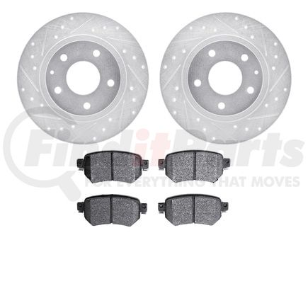 7502-80040 by DYNAMIC FRICTION COMPANY - Rotors-Drilled and Slotted-Silver with 5000 Advanced Brake Pads