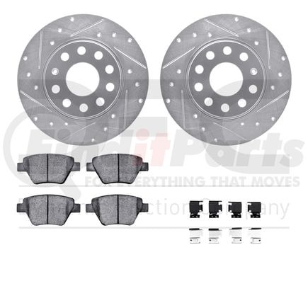 7512-74062 by DYNAMIC FRICTION COMPANY - Rotors-Drilled & Slotted-Silver w/ 5000 Advanced Brake Pads Incl Hdw