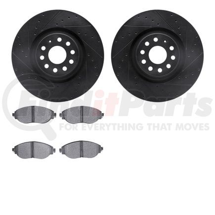 8602-74046 by DYNAMIC FRICTION COMPANY - Rotors-Drilled and Slotted-Black with 5000 Euro Ceramic Brake Pads