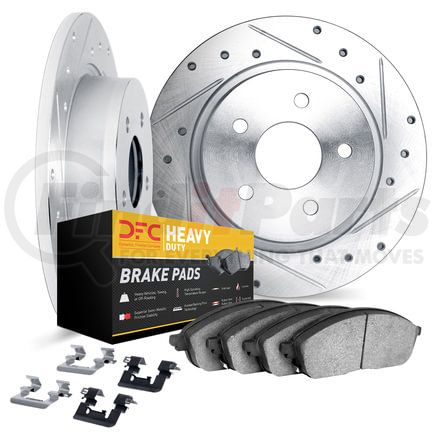 7212-42001 by DYNAMIC FRICTION COMPANY - Brake Rotor - Drilled & Slotted - Silver- HD Brake Pad - Hardware