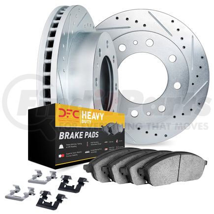 7212-99220 by DYNAMIC FRICTION COMPANY - Brake Rotor - Drilled & Slotted - Silver- HD Brake Pad - Hardware