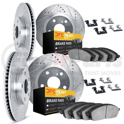 7214-40023 by DYNAMIC FRICTION COMPANY - Brake Rotor - Drilled & Slotted - Silver- HD Brake Pad - Hardware