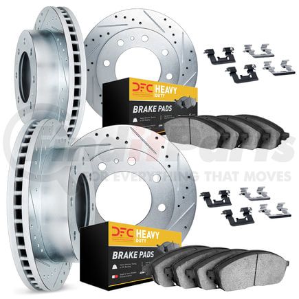 7214-40025 by DYNAMIC FRICTION COMPANY - Brake Rotor - Drilled & Slotted - Silver- HD Brake Pad - Hardware