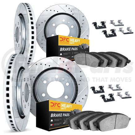 7214-67002 by DYNAMIC FRICTION COMPANY - Brake Rotor - Drilled & Slotted - Silver- HD Brake Pad - Hardware